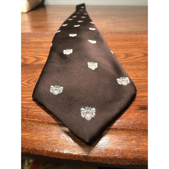 Vintage Sears The Men's Store Tie Arc De Triomphe Brown Crest Coat Of Arms 4x53 - Picture 7 of 7